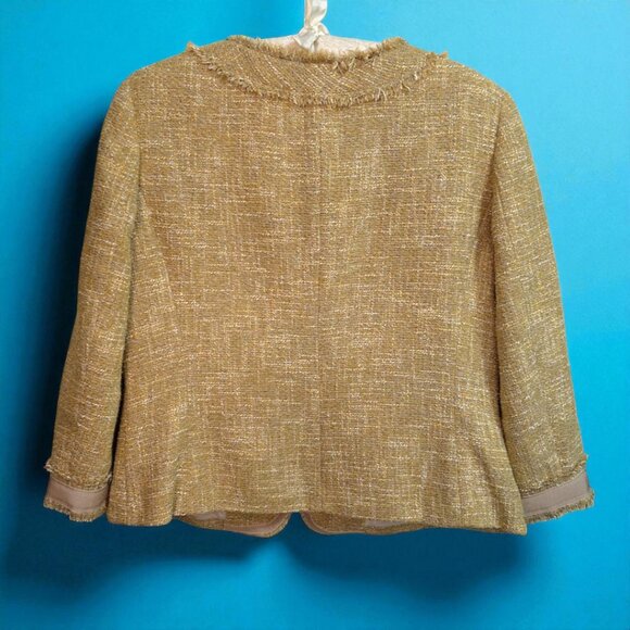 Talbots gold tweed jacket w/metallic threads - Picture 3 of 13